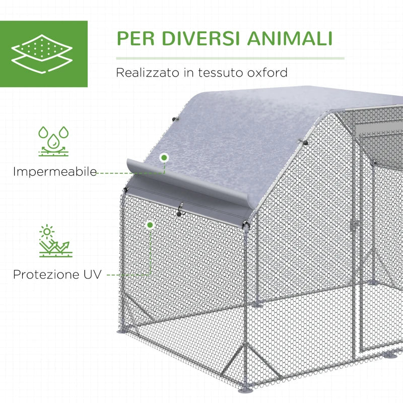 Chicken Run with Cover for 4-6 Chickens, Steel, 280x190x195 cm - Borge' Group Limited