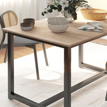 Extendable Dining Table for 4-6 People Industrial Style in Wood and Steel, 120-160x80x75.5cm