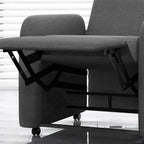 Reclining Armchair 115° max with Footrest and 4 Wheels, in Polyester and Wood, 76x78.5x102 cm, Gray