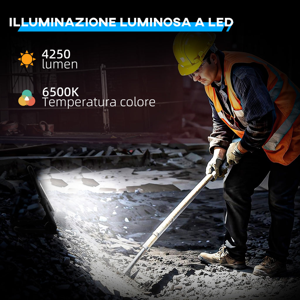 6500k LED Work Spotlight with Swivel Head and Support, in Aluminum and Metal, 25.5x16x25.5 cm, Black