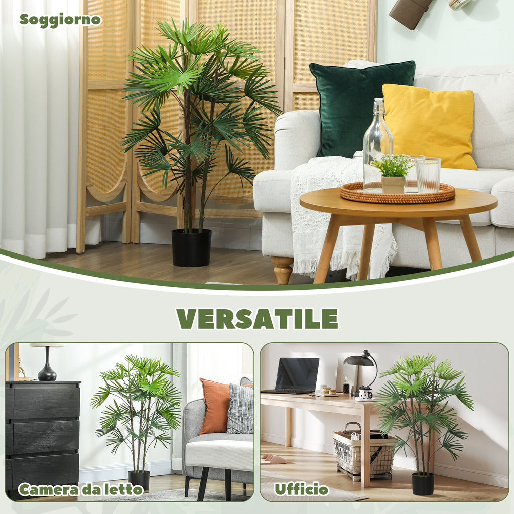 90cm Artificial Palm Tree with 24 Leaves in Green Plastic with a Ø16.5x13.5cm Pot