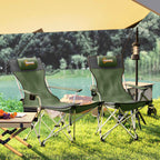 Outsunny Set of 2 Folding Camping Chairs with Footrest and Cup Holder, 82x50/100x88 cm, Green