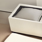 Bedside Bench with 84L Storage Space, Corduroy Effect Fabric and Steel, 112x42x40 cm, Beige