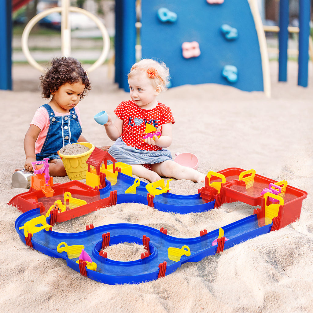 Aquatic Playset 78 Pieces with Water and Sand for Children 3-6 Years, 123x111x7cm, Blue and Red