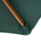 2.5x2.3m 6-Ribbed Garden Umbrella, Wood and Polyester, Dark Green - Borge' Group Limited
