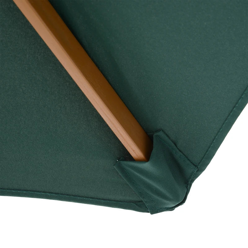 2.5x2.3m 6-Ribbed Garden Umbrella, Wood and Polyester, Dark Green - Borge' Group Limited