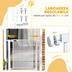 Adjustable Dog Gate with Self-Closing, Steel and ABS, 75-82x76 cm, White