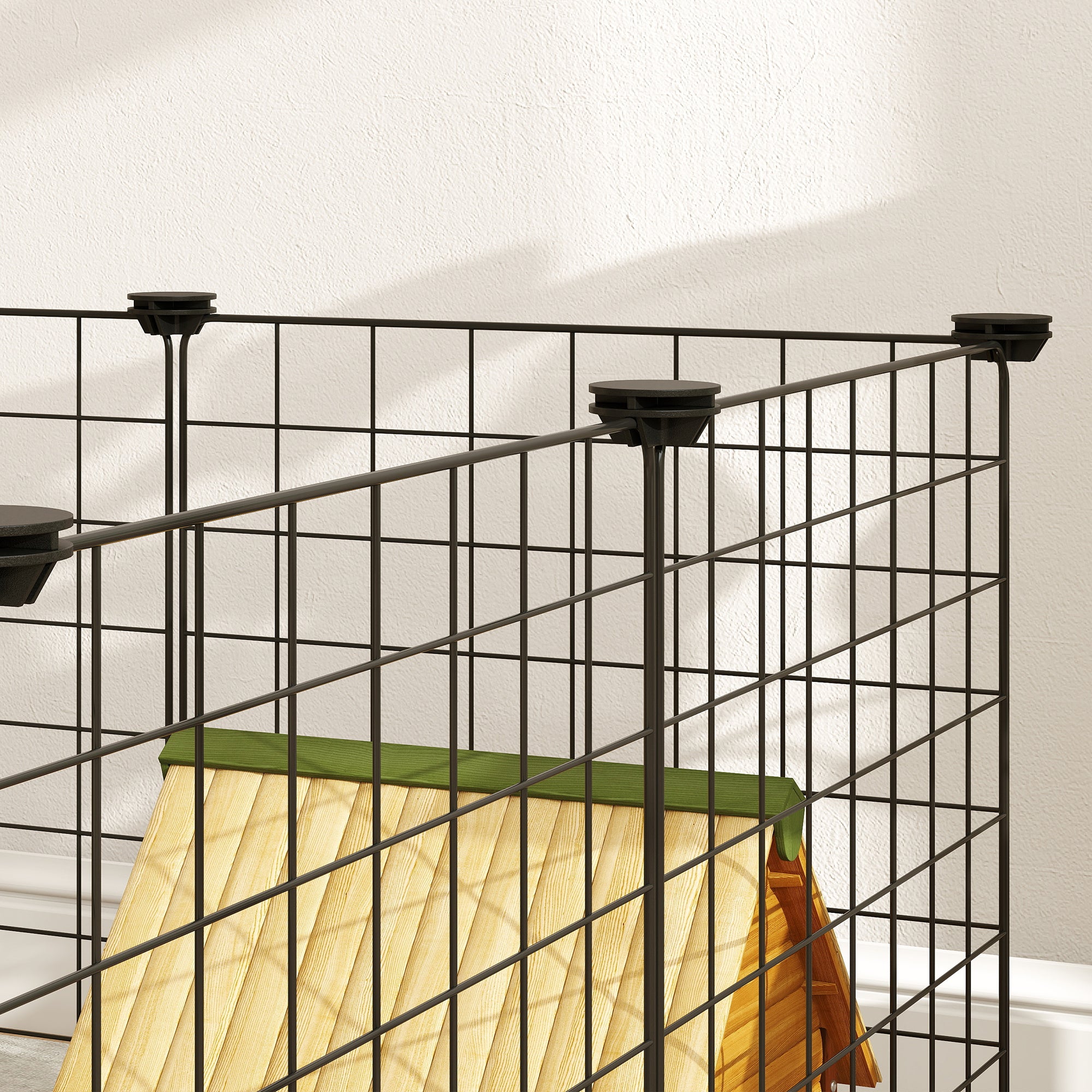 Modular Small Animal Playpen with Panels and Accessories, Indoor Metal Hedgehog Cage for Guinea Pigs and Hedgehogs, 106x73x36 cm, Black