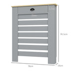Slatted MDF Radiator Cover, Grid Radiator Cover with Drawer, 78x19x95.5 cm, Grey