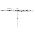 Outsunny 12-Ribbed Double Umbrella with Crank Handle, Metal and Polyester, 4.6 x 2.7 m, White
