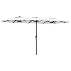 Outsunny 12-Ribbed Double Umbrella with Crank Handle, Metal and Polyester, 4.6 x 2.7 m, White