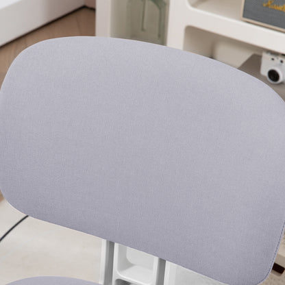 Vash office chair at adjustable height in linen effect fabric with curved backrest, 48x53x80-90 cm, gray - Borgè