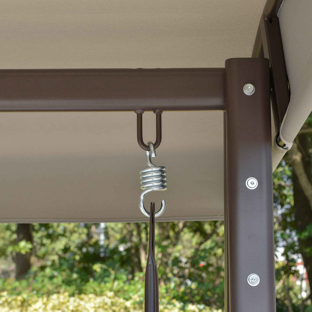 Outsunny 3-Seater Garden Swing with Adjustable Canopy, Cup Holder and Cushions, 208x121x172 cm, Light Grey
