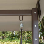 Outsunny 3-Seater Garden Swing with Adjustable Canopy, Cup Holder and Cushions, 208x121x172 cm, Light Grey