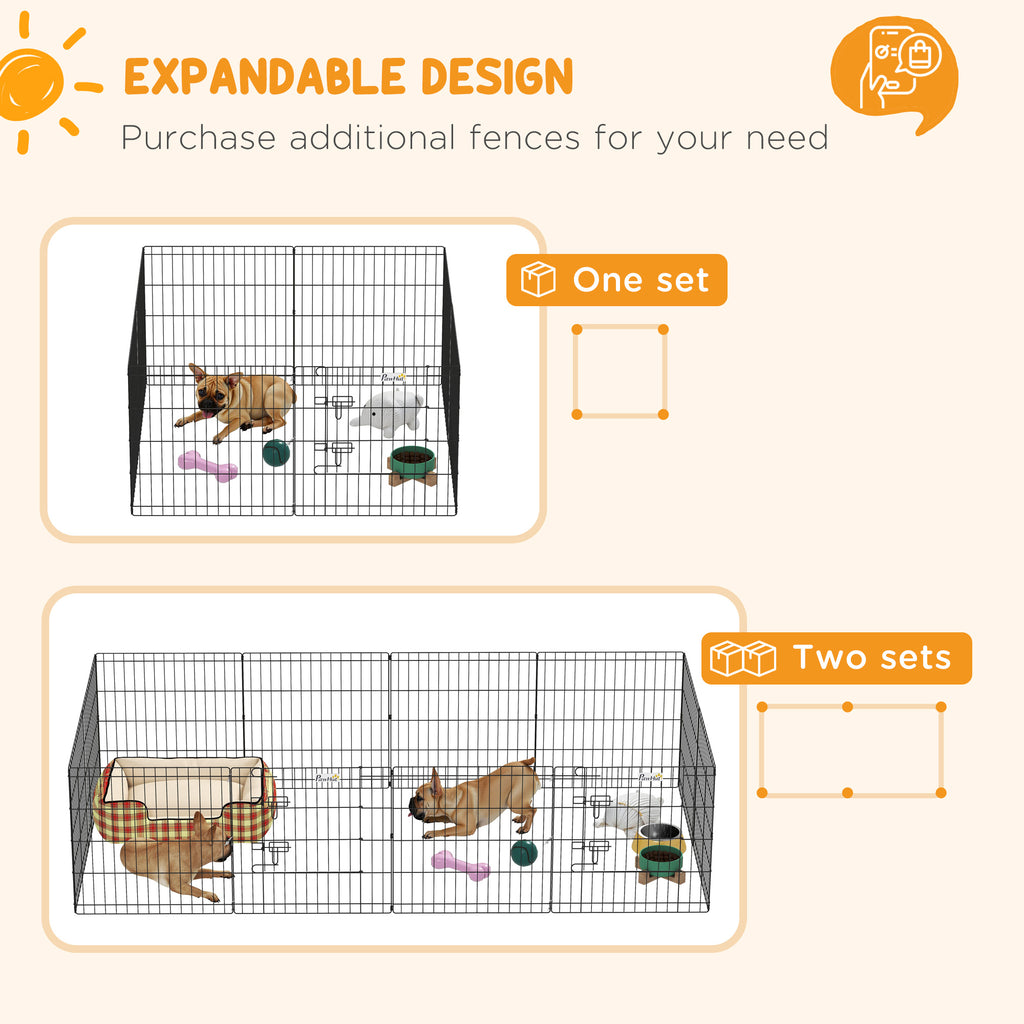 Indoor and Outdoor Dog Playpen with 8 Mesh Panels and Door, 61 x 61cm, Black