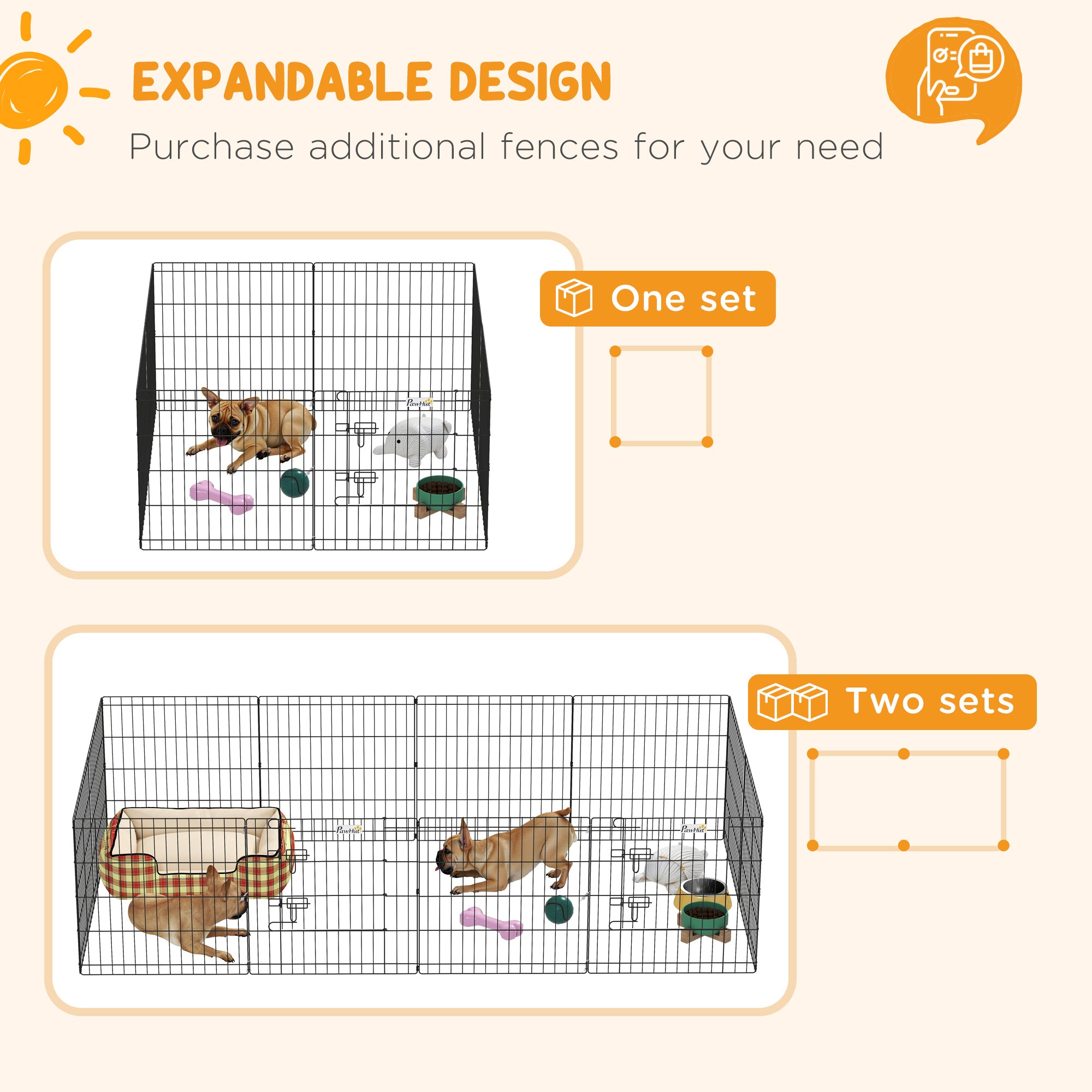 Indoor and Outdoor Dog Playpen with 8 Mesh Panels and Door, 61 x 61cm, Black
