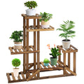 6-Tier Asymmetrical Wooden Plant Stand for Garden and Home, 98x28x96.5cm