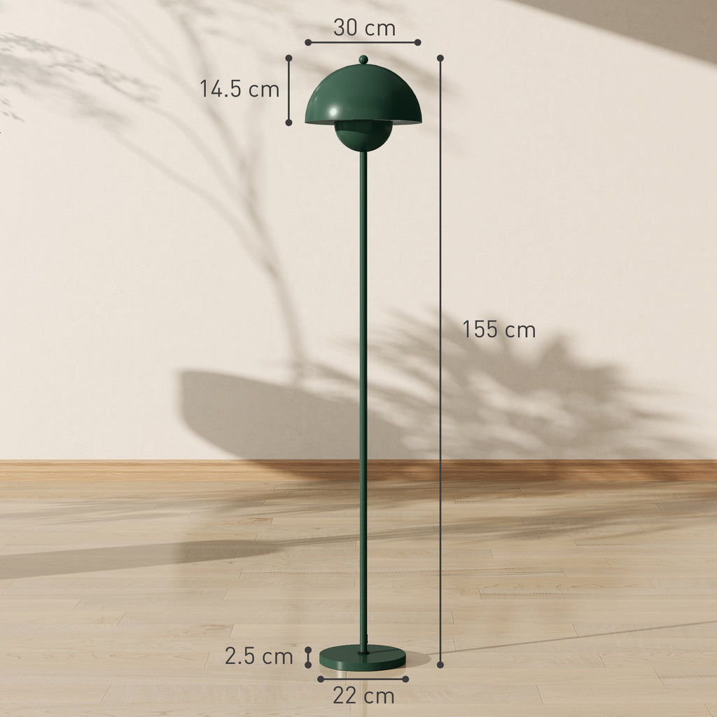 Floor Lamp with Semicircular Shade and Foot Switch, Steel, Ø30x155 cm, Green