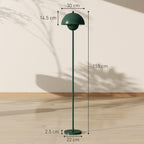 Floor Lamp with Semicircular Shade and Foot Switch, Steel, Ø30x155 cm, Green