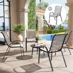Outsunny Set of 4 Stackable Garden Chairs with Curved Armrests, in Steel and Breathable Fabric, 54x71x93 cm, Grey