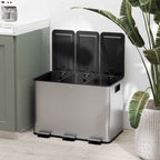 HOMCOM 3-Compartment Waste Bin, Silver