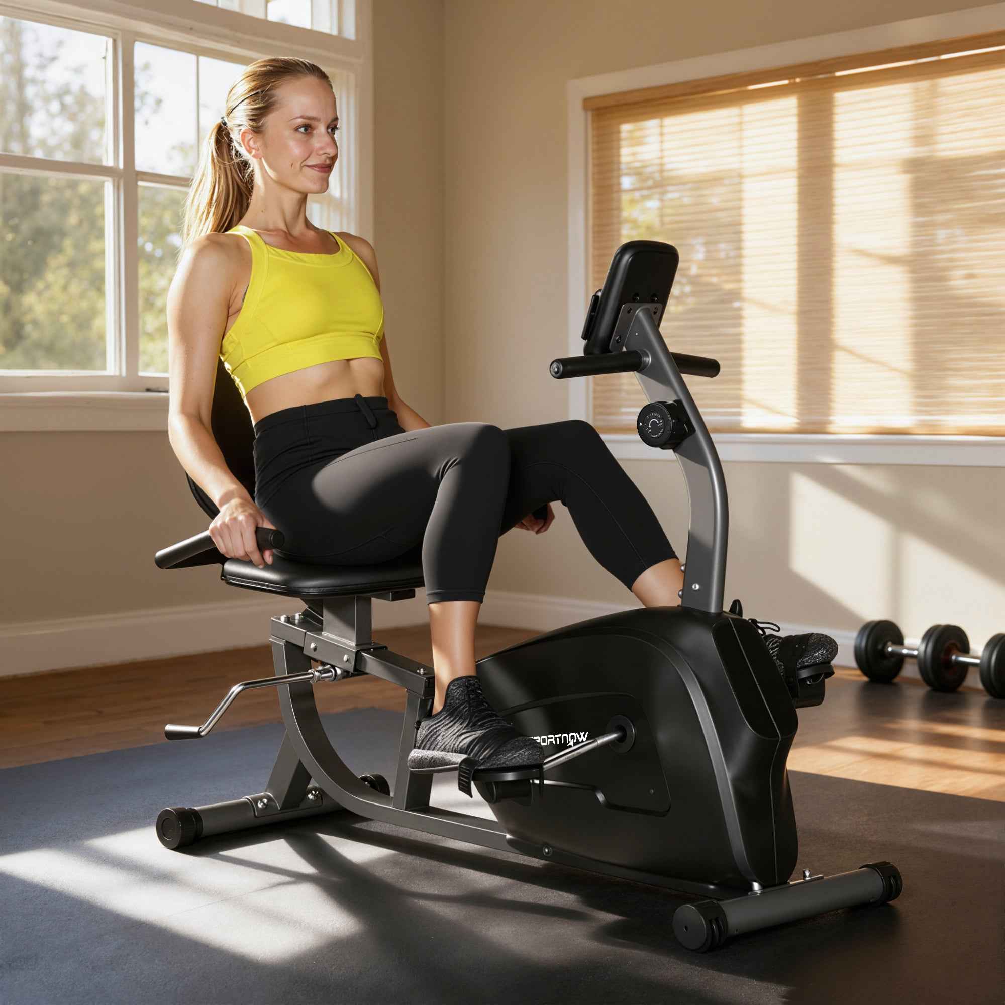 SPORTNOW Recumbent Home Exercise Bike with 8 Levels of Magnetic Resistance, Heart Rate Measurement, Adjustable Seat