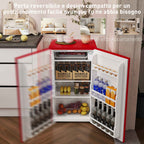 HOMCOM 91L Small Reversible Single-Door Refrigerator with Freezer and Adjustable Temperature, Red