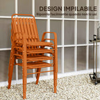 Outsunny Set of 4 Stackable Garden Chairs with High Backrest and Armrests, in PP and Steel, 56x66x91 cm, Orange