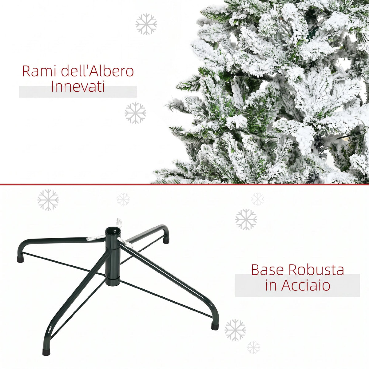 HOMCOM 150cm Tall Snow-Covered Christmas Tree with 358 Fireproof Branches and Steel Base, Green