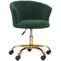 Vinsetto Teddy Velvet Swivel Office Chair, Steel Frame, Adjustable Height, 120kg Load Capacity, Dark Green