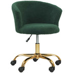 Vinsetto Teddy Velvet Swivel Office Chair, Steel Frame, Adjustable Height, 120kg Load Capacity, Dark Green