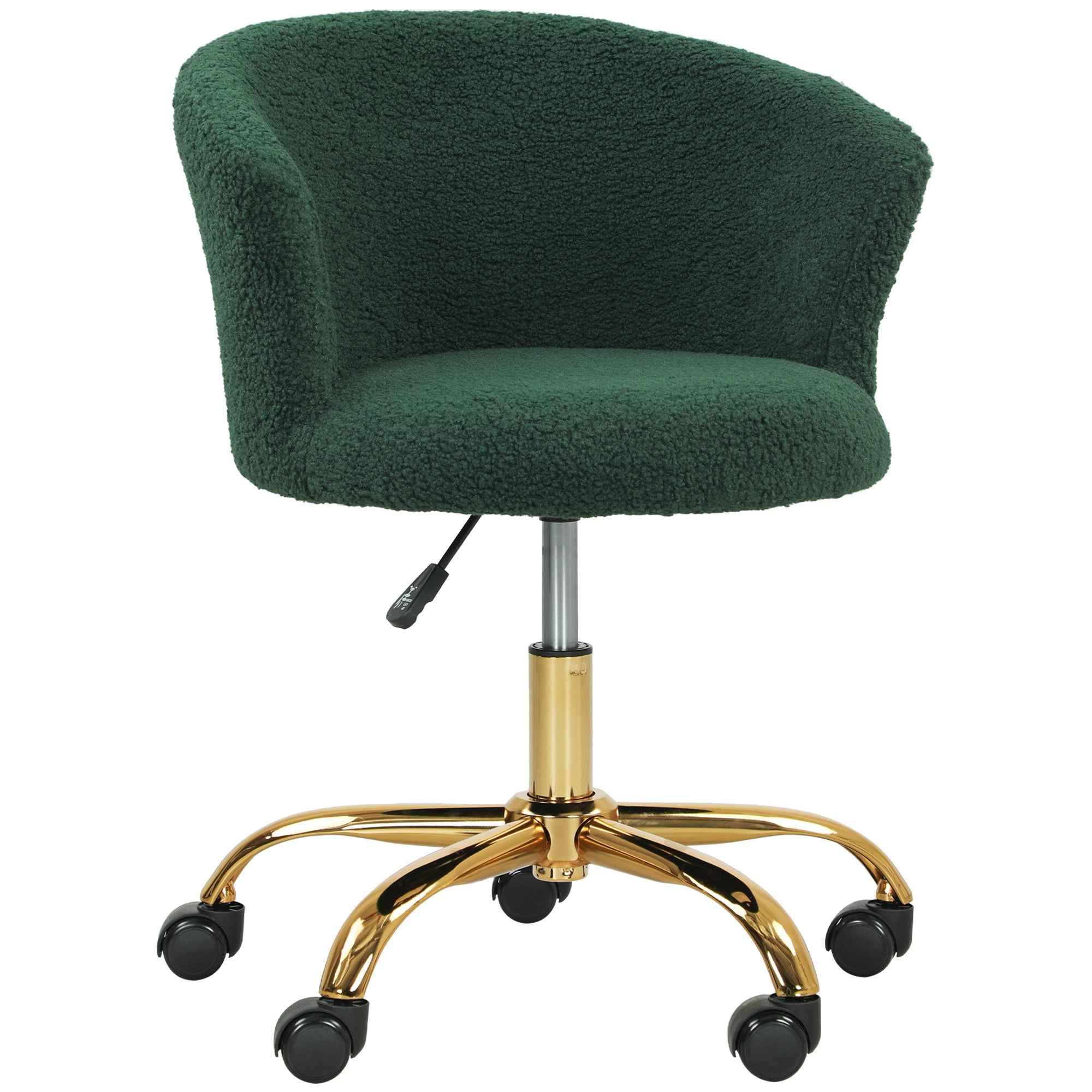 Vinsetto Teddy Velvet Swivel Office Chair, Steel Frame, Adjustable Height, 120kg Load Capacity, Dark Green