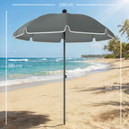 Outsunny Tilting Beach Umbrella with Anchor and Bag, Ø150x185 cm, Dark Grey