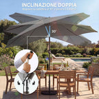 Outsunny 3x3m Tilting Round Umbrella with Crank Handle, Metal and Polyester, Dark Grey