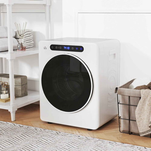 HOMCOM 1000W Mini Electric Dryer, 3kg Capacity, LED Display, 49x43x61cm, White
