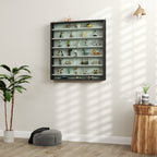 5-Tier Adjustable Wooden Notice Board with Glass Doors, 80 x 9.5 x 83 cm, Black and White
