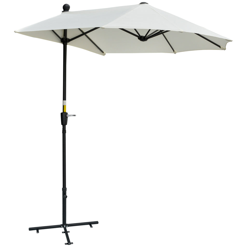 Semicircular Umbrella with Crank and Anti-UV Canopy, 200x190x240 cm, Cream