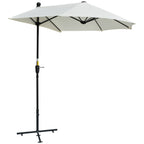 Semicircular Umbrella with Crank and Anti-UV Canopy, 200x190x240 cm, Cream