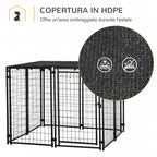 Foldable Dog Playpen with Cover, 8 Panels with Lockable Door, 141x141x113cm, Black