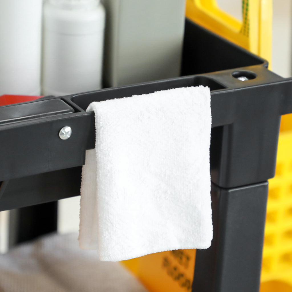 3-Tier Cleaning Trolley with Hooks and 100L Bag, 121x50.5x96.5 cm, Black Yellow and Grey