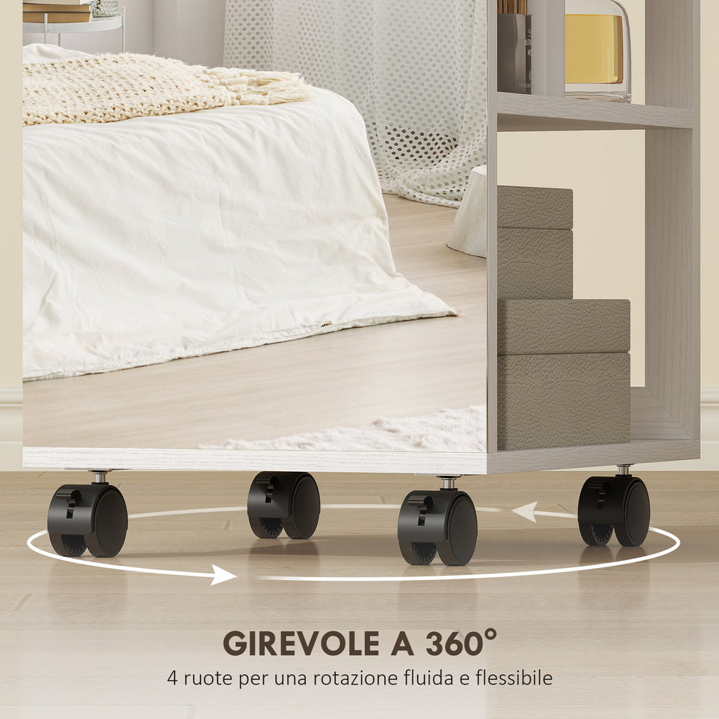 Jewelry Armoire with 360° Swivel Mirror, Adjustable LED Light, Lock and Shelves, 37x40x165.5 cm, Black