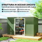 Steel Sheet Garden Tool Shed, Steel Garden Storage Shed with Sliding Doors, 280x130x172cm, Light Green
