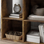 6-Tier Cube Bookcase with Rustic Wooden Storage Shelves, 61.5 x 29.5 x 91.5 cm, Brown