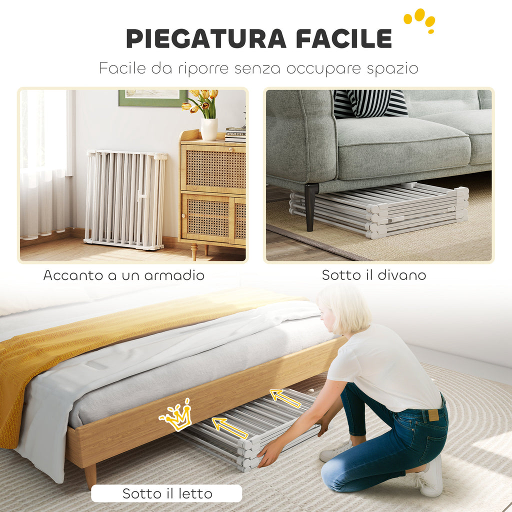 PawHut 8-Panel Modular Dog Playpen with Automatic Closure, Made of Steel and ABS, 61x3x75 cm, White