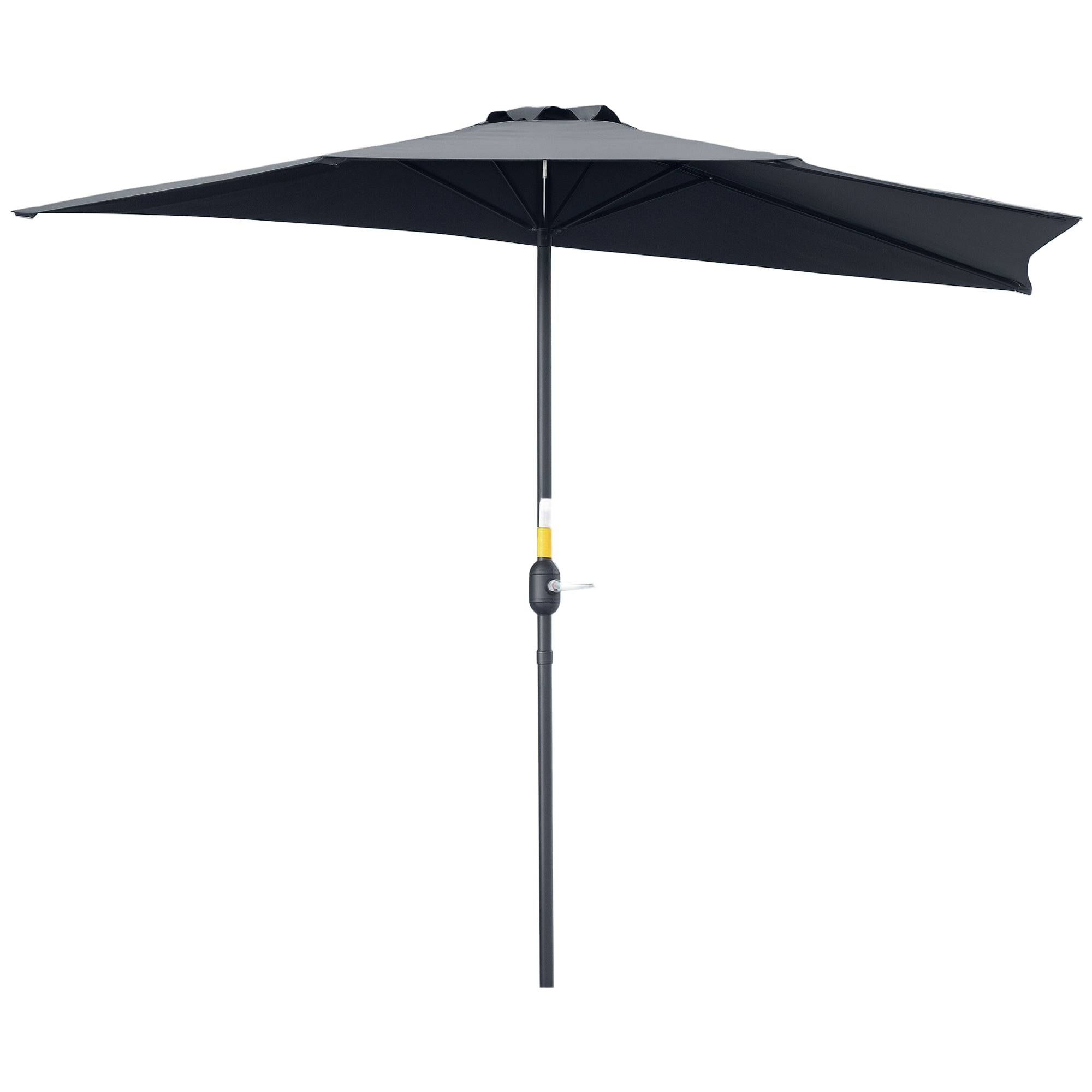 Outsunny Semicircular Wall-Mounted Umbrella with Crank Handle, Polyester and Metal, 2.7 x 2.4 m, Grey