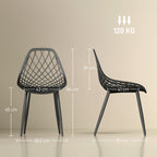 Set of 4 Modern Dining Chairs with Perforated Backrest in Plastic and Metal Legs, Black