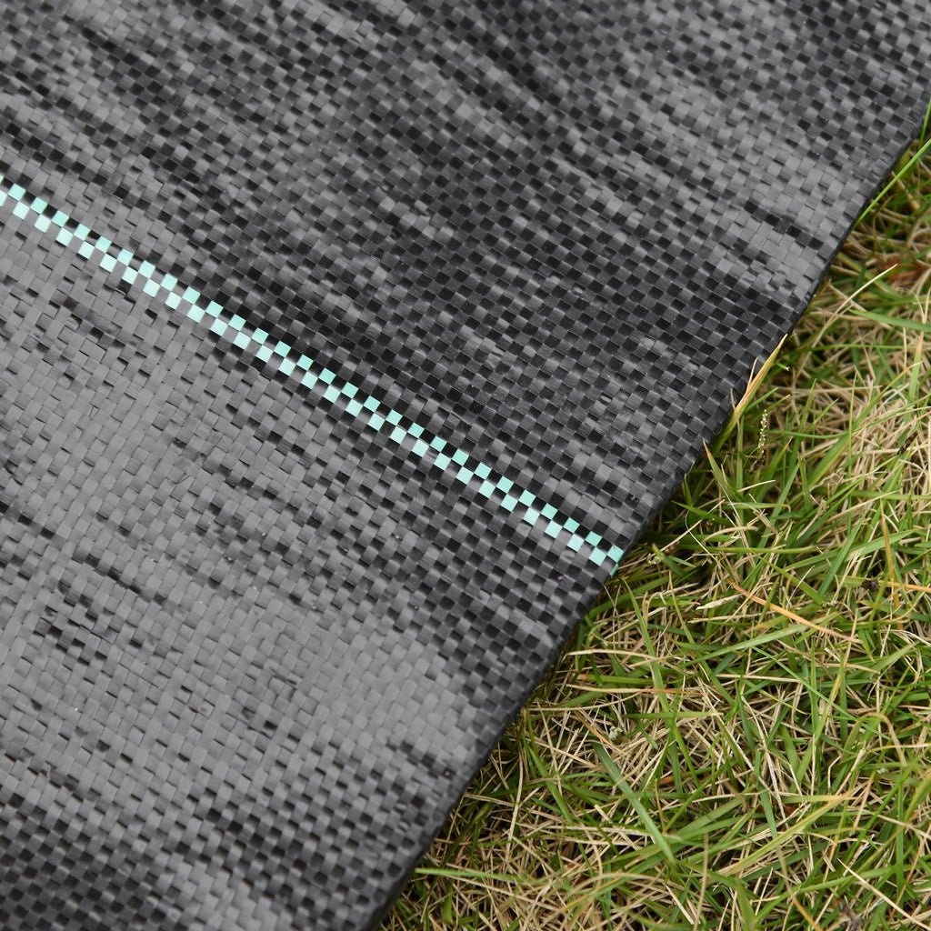 Outsunny 50x2m 100g/m² Weed Control Fabric Black Fabric for Vegetable Garden, Greenhouse, Garden Draining and Breathable with Grid