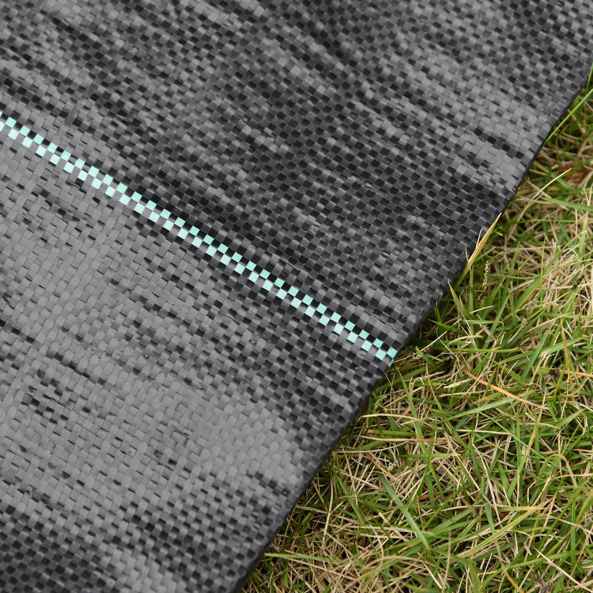 Outsunny 50x2m 100g/m² Weed Control Fabric Black Fabric for Vegetable Garden, Greenhouse, Garden Draining and Breathable with Grid