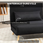 3 in 1 armchair bed with reclining backrest in 6 positions in fabric, 94x78x80 cm, Black