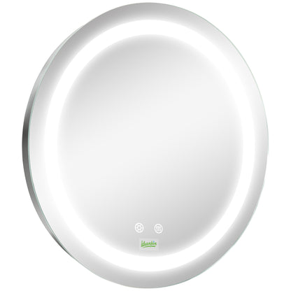 Round Bathroom Mirror with Adjustable LED Light and Anti-Fog Function, Ø50cm